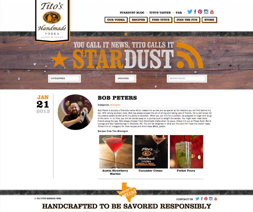 Bob Peters Titos Vodka January 2013